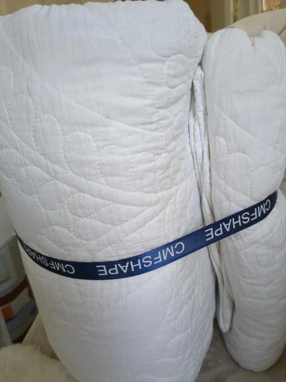 Cmfshape 100% Cotton Quilt Oversized King Size-White Bedspread 120